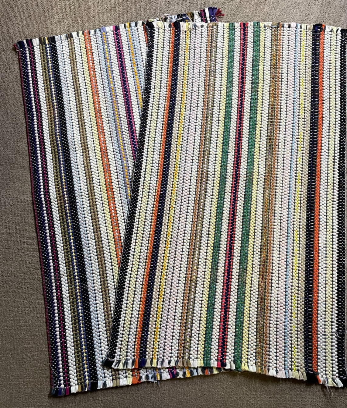 Vintage Entry Way / Throw Rag Rug Pair | 18 x 30″ Multicolor | Very Lightly Used