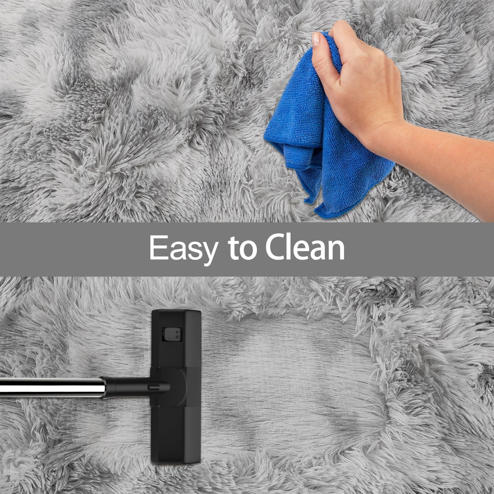 Fluffy Grey Tie Dye Area Rug 4x6ft Soft Shag Mat for Bedroom Living Room Nursery