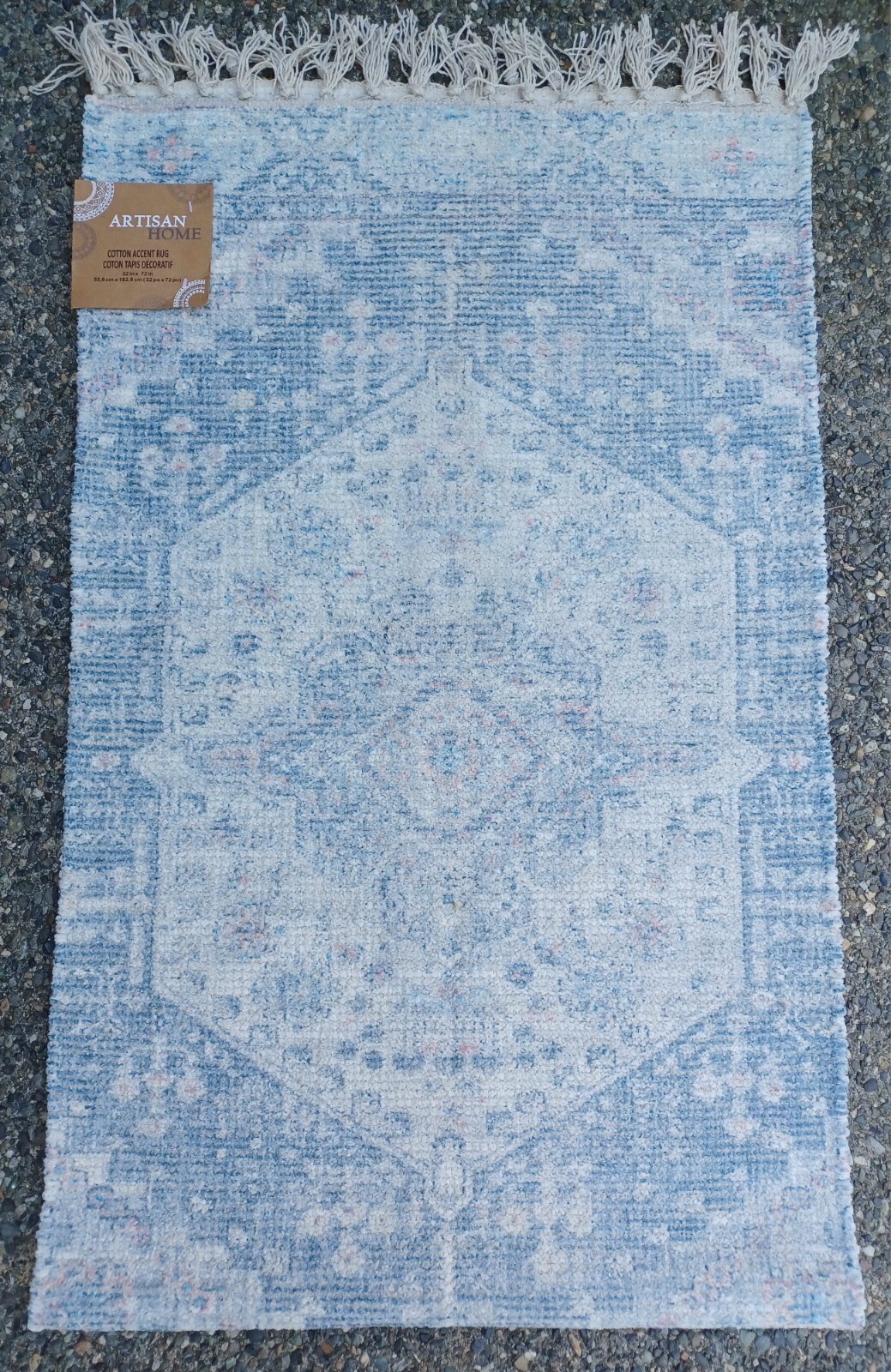 Artisan Home Accent Boho Rug With Tassels 100″ Cotton 22″ X 72″ BRAND NEW