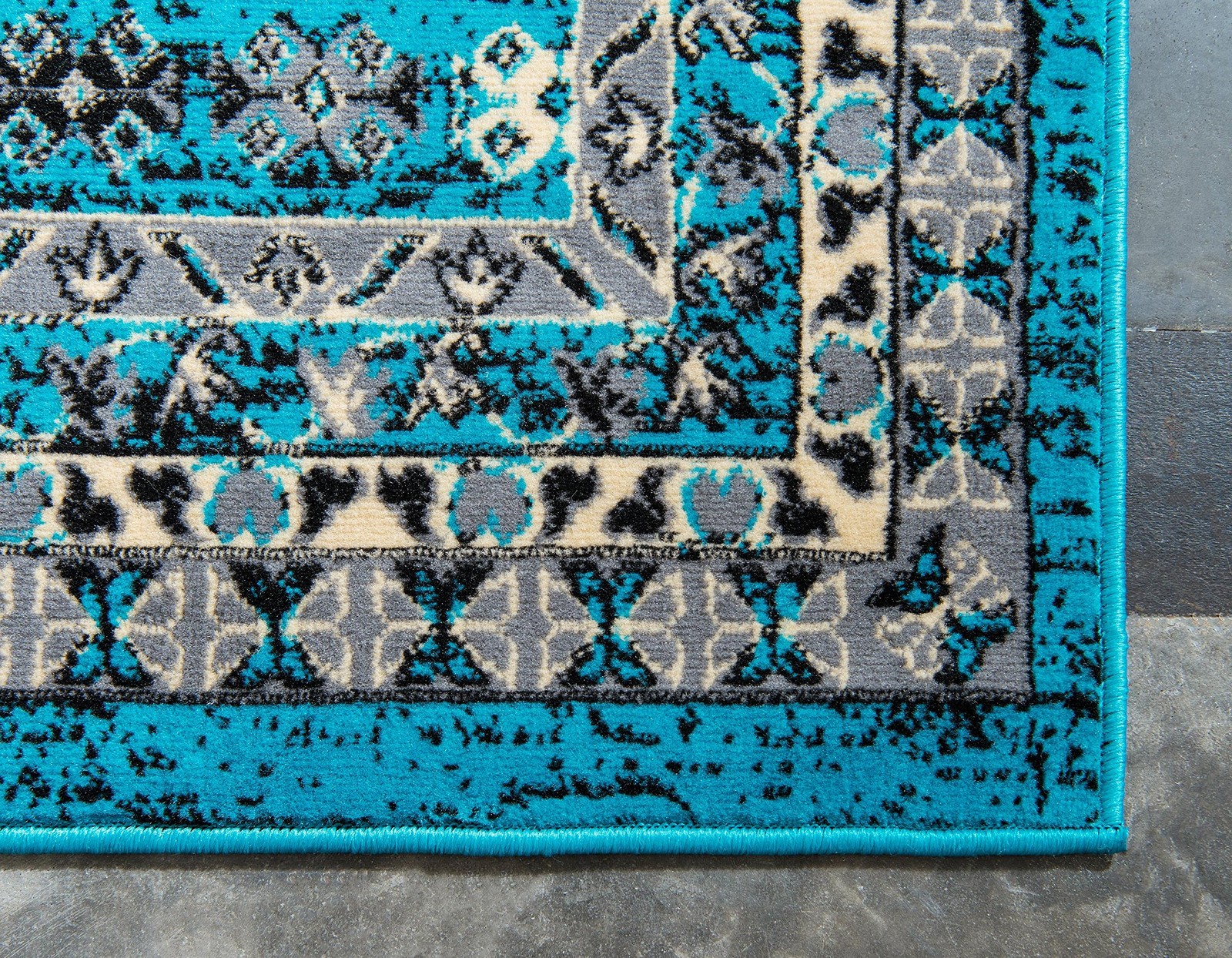 Unique Loom Taftan Collection Border Geometric Tribal Inspired Design Area Rug