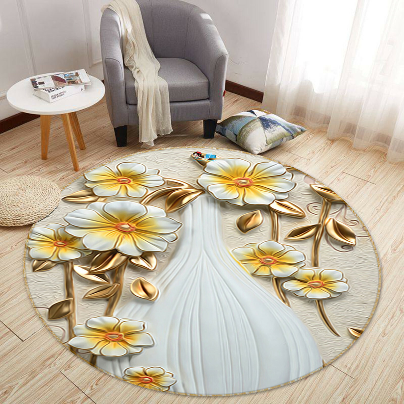 3D Embossed Vase ZHUA2087 Game Non Slip Rug Mat Photo Carpet Zoe