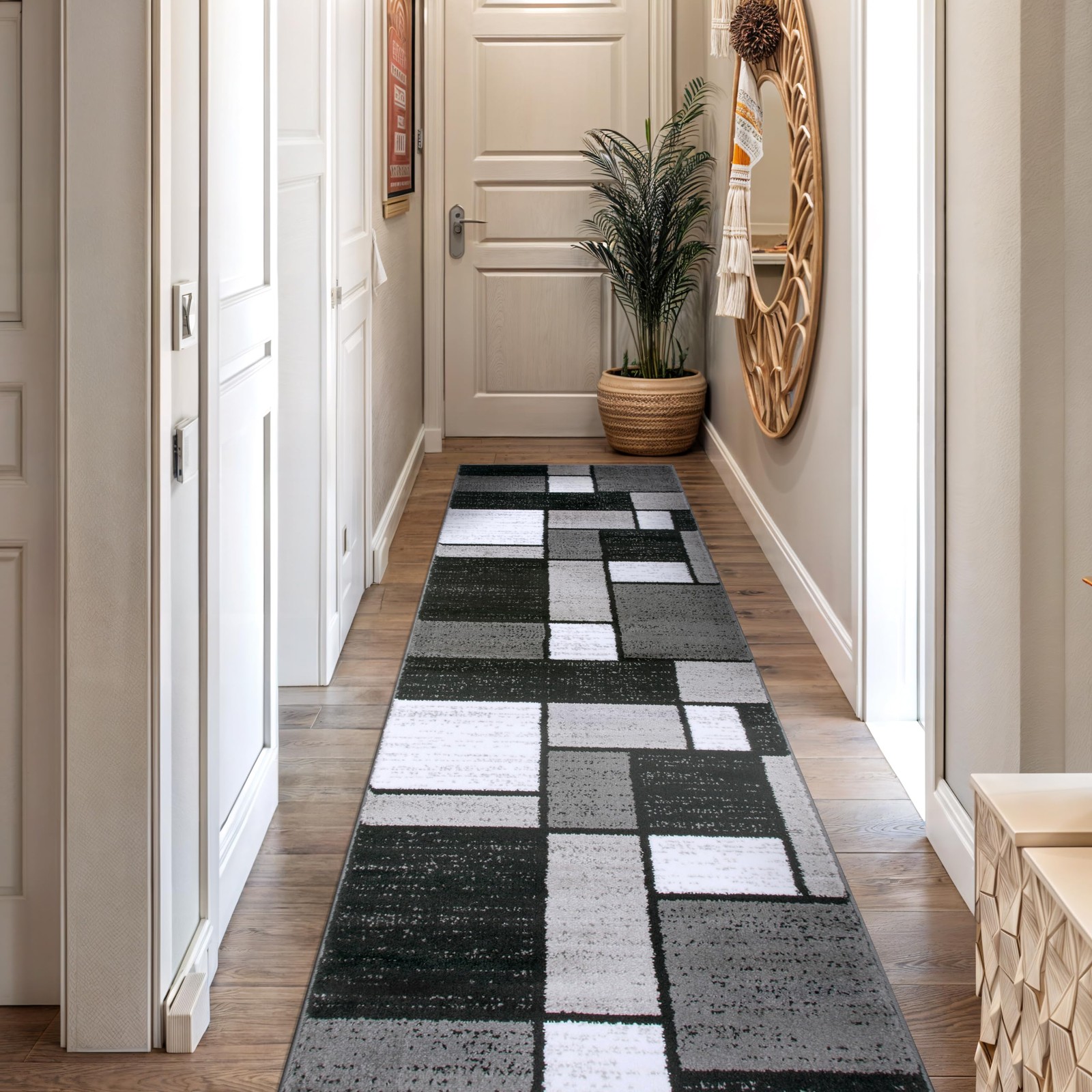 Elegant Contemporary Grey Kitchen Runner Rug 2×7 Indoor Soft Durable Design