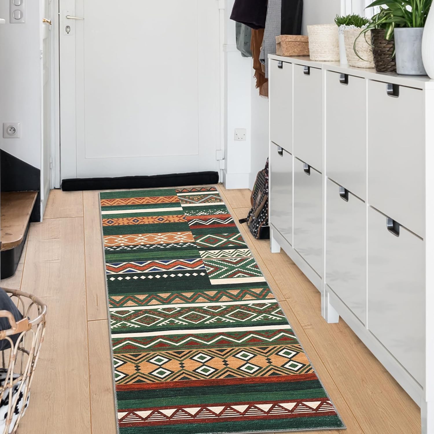 Vintage Geometric Patchwork Rug Area Rug Washable Rugs for Living Room
