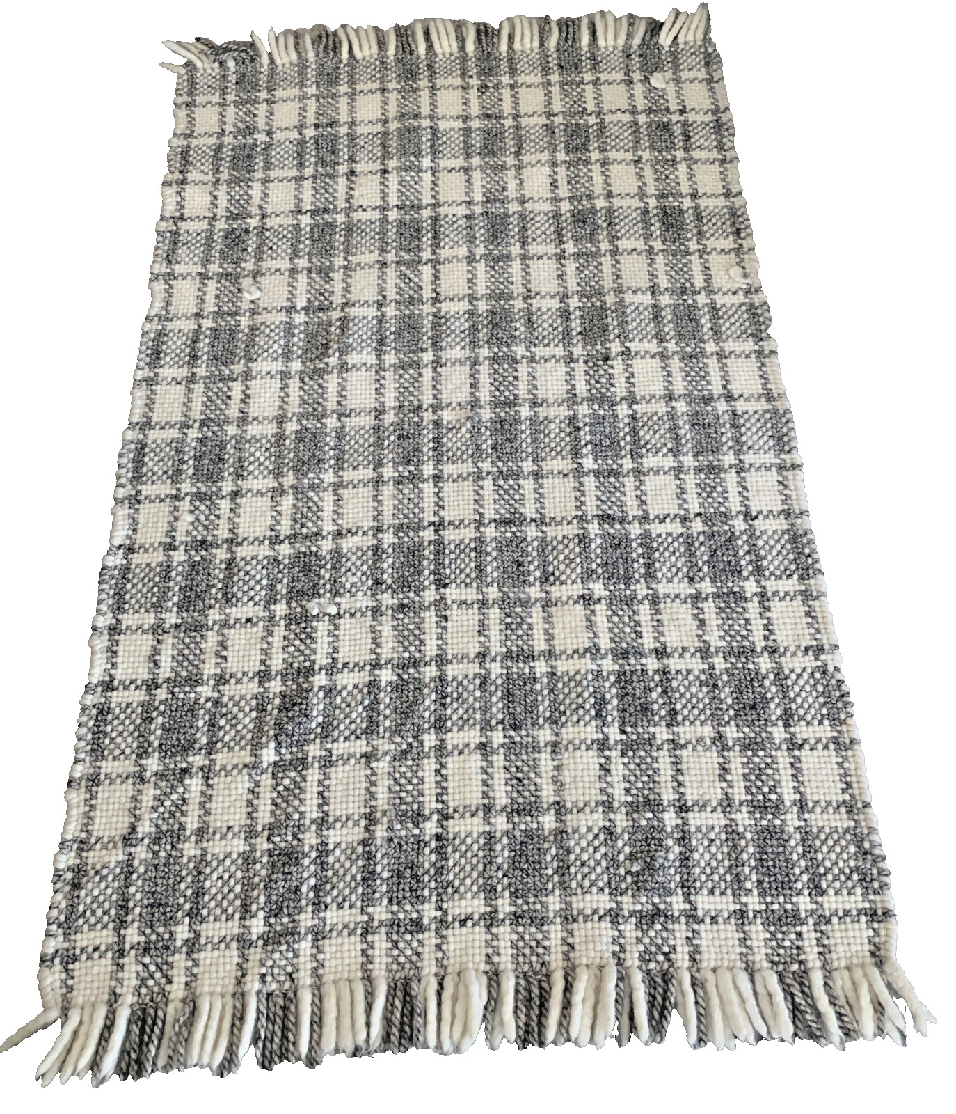 Bee & Willow Camden Plaid Accent Wool Rug Gray and Cream