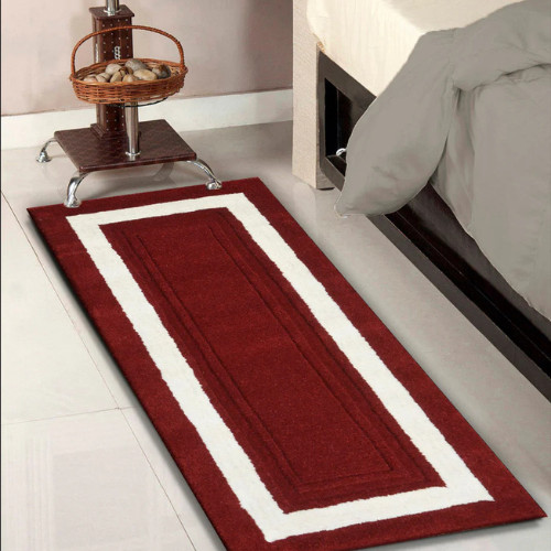Rug wool Hand-tufted runner carpet & luxury Maroon Solid Hand Tufted Wool Runner