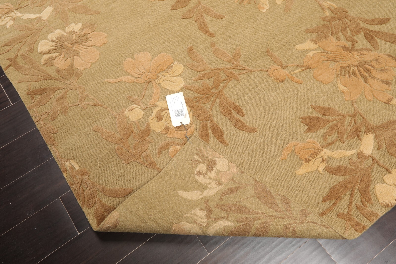 Tamarian Ajah High Low Pile Hand Knotted Wool Tibetan Area Rug Light Olive 6’x9′