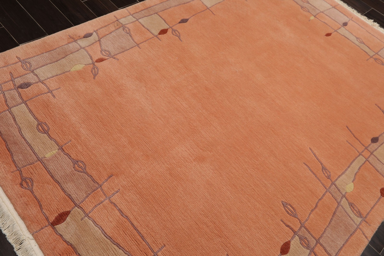 5’8”x7’10” Hand Knotted New Zealand Wool Blush Tibetan Art Deco Rug