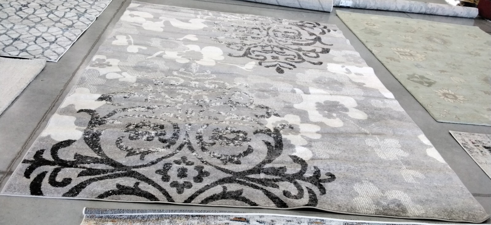 SILVER / IVORY 9′ X 12′ Pulled Thread Rug, Reduced Price 1172758174 ADR114B-9