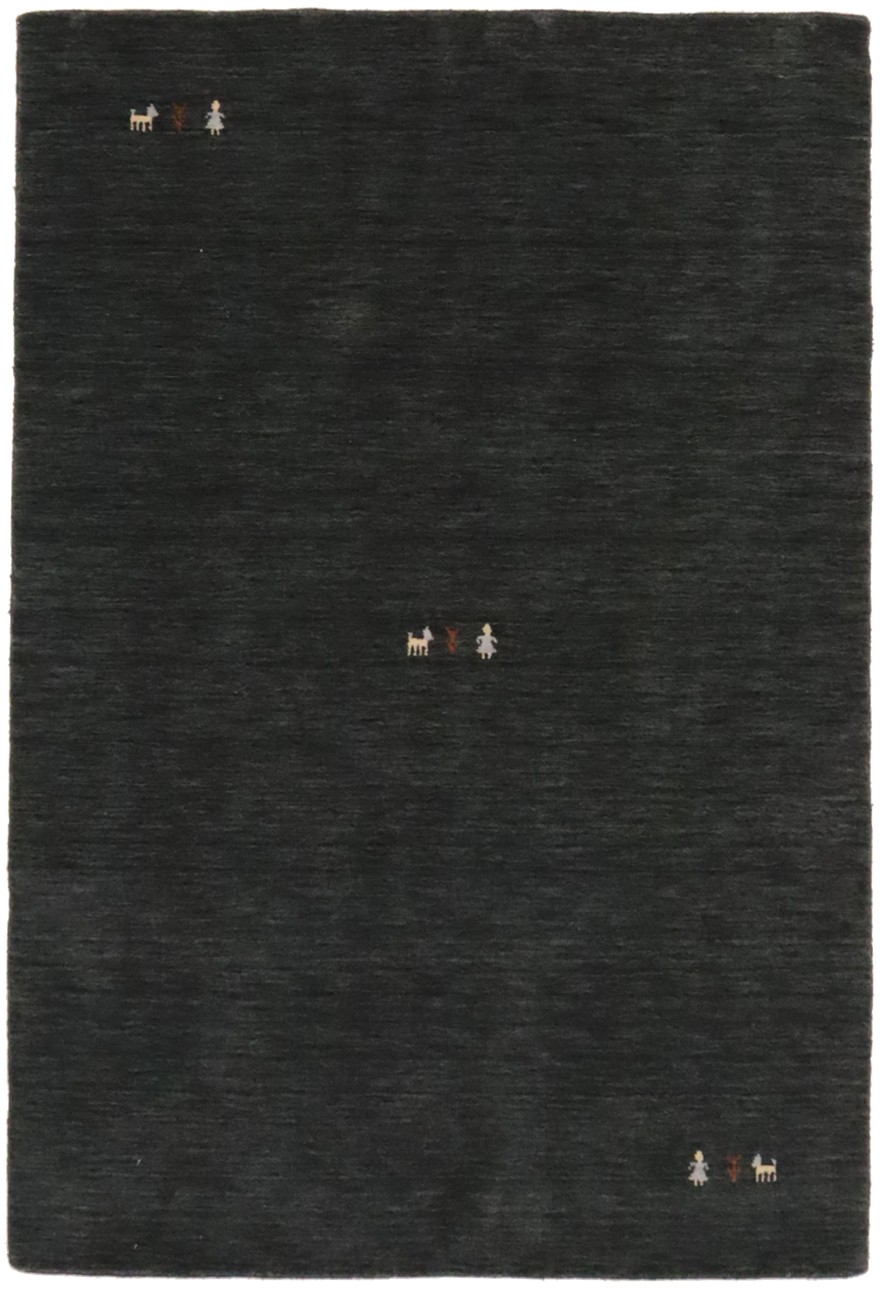 Gabbeh Modern Rug Tribal Small 2X3 Charcoal Handmade Entryway Bedroom Carpet