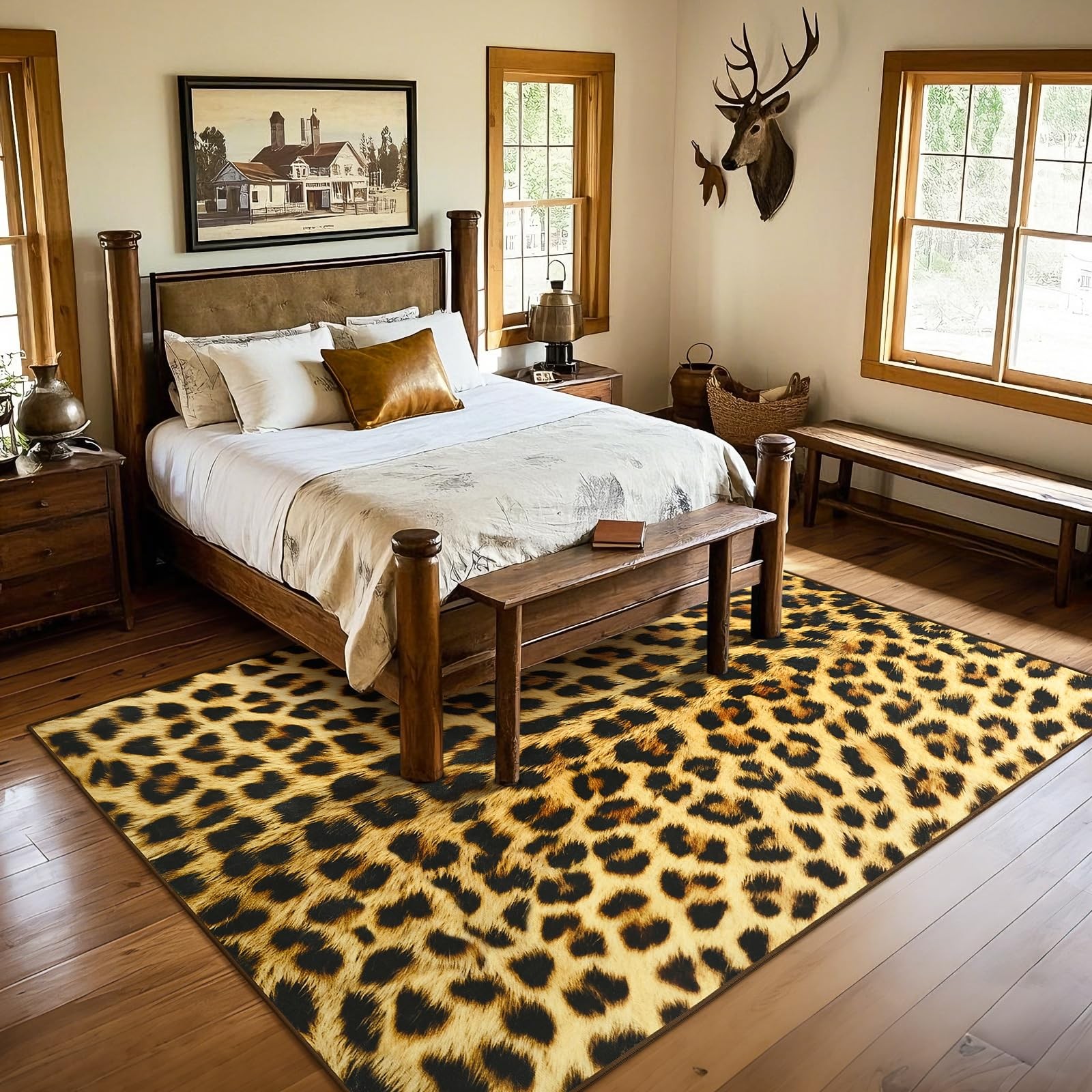 Premium Leopard Rug, Wild Cheetah Print Rugs for Living Room Bedroom, 4×6 feet