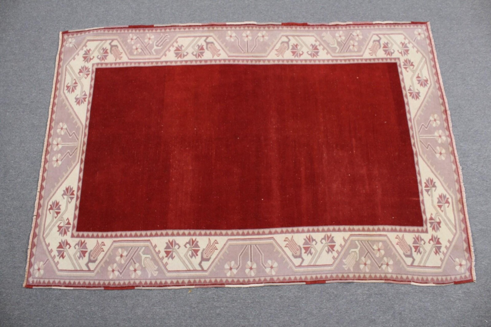 4,2×6,2 ft Vintage Turkish Rug, Area Rug, Red Purple Camouflage Wool Rug
