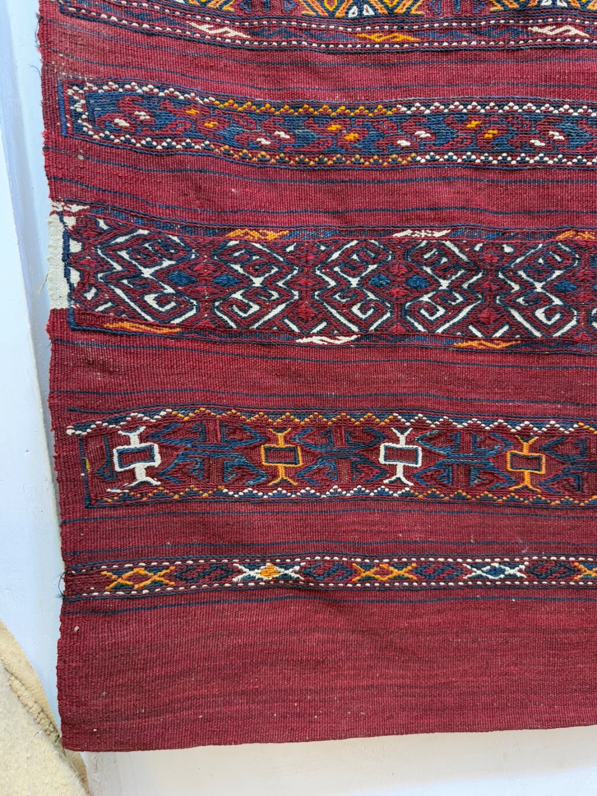 Vintage Fabulous Hand Woven Afghan Wool Weaving Kilim Rug Floor Area 126×164 Cm