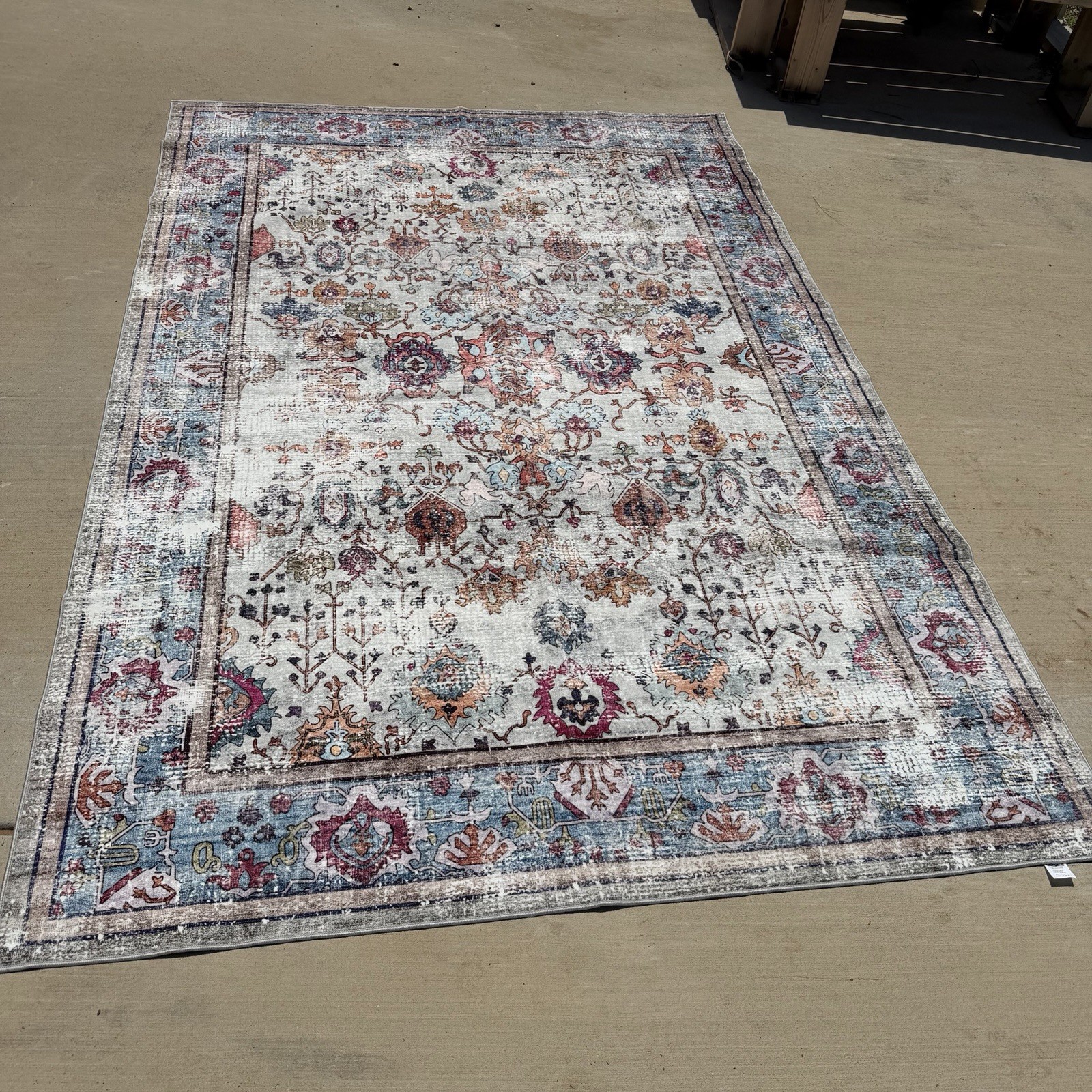 Boho Vintage Style Area Rug 6×9 Distressed Floral Washable Rug