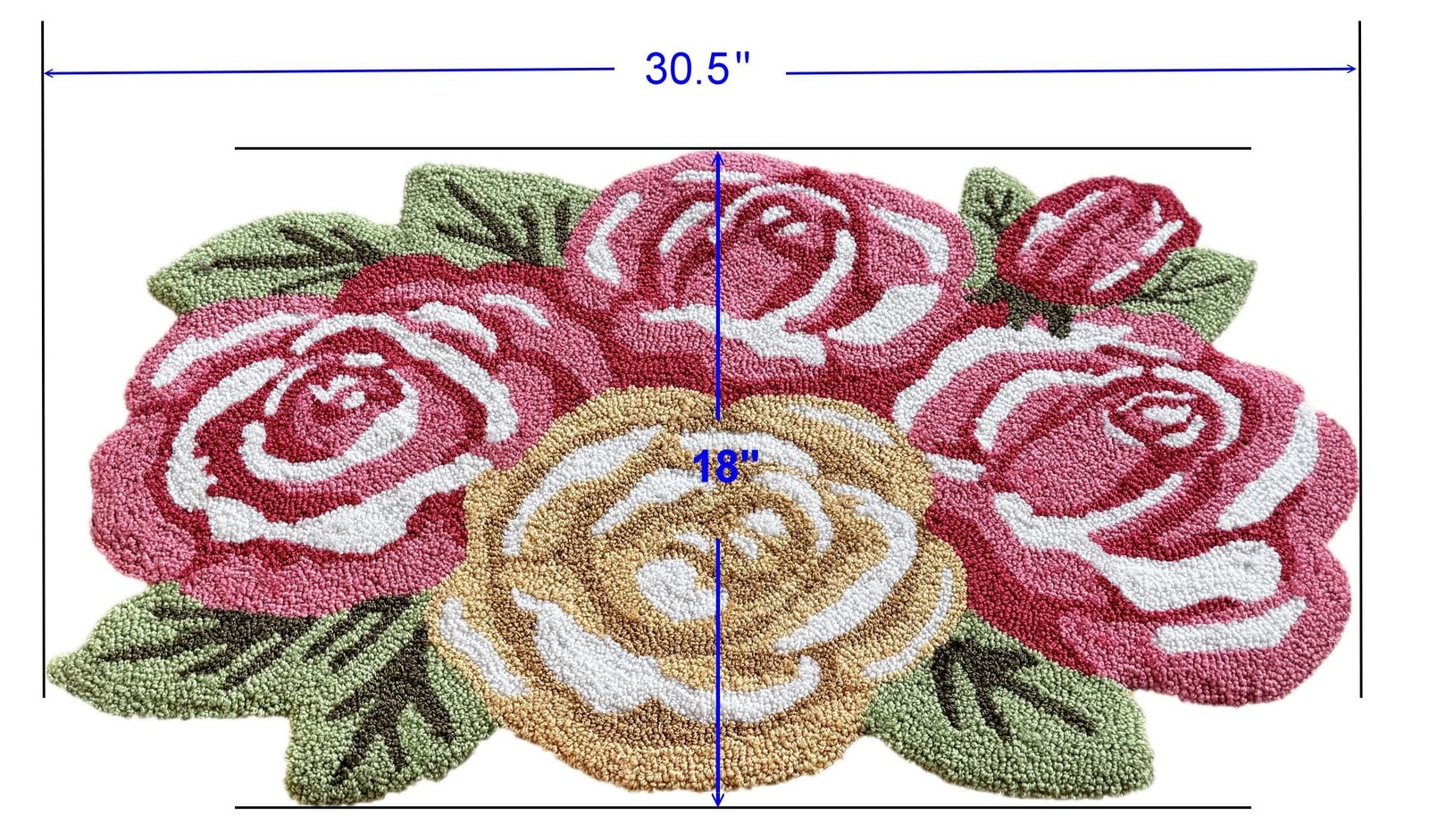 EZ.enjoy Shaped Rose Hand-Hooked Accent Rug Throw Rug Area Rug Door Mat 30.5 …
