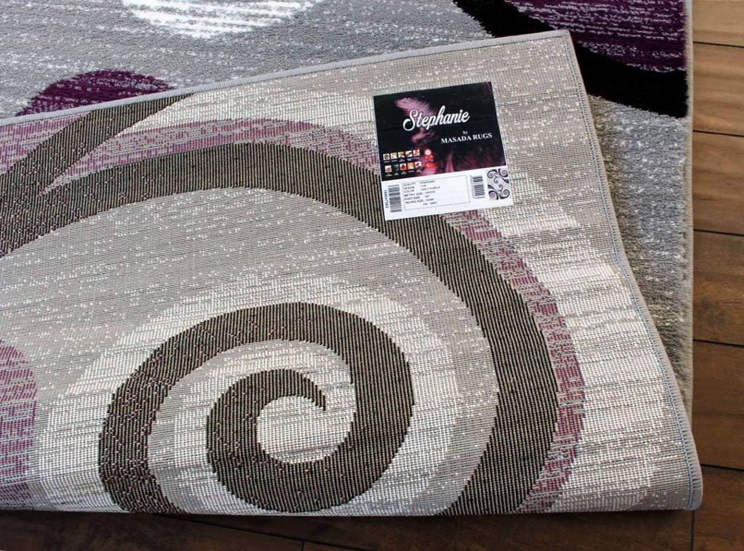 Stephanie Collection Modern Area Rug 5’3″ x 7’3″ Purple Grey Black White