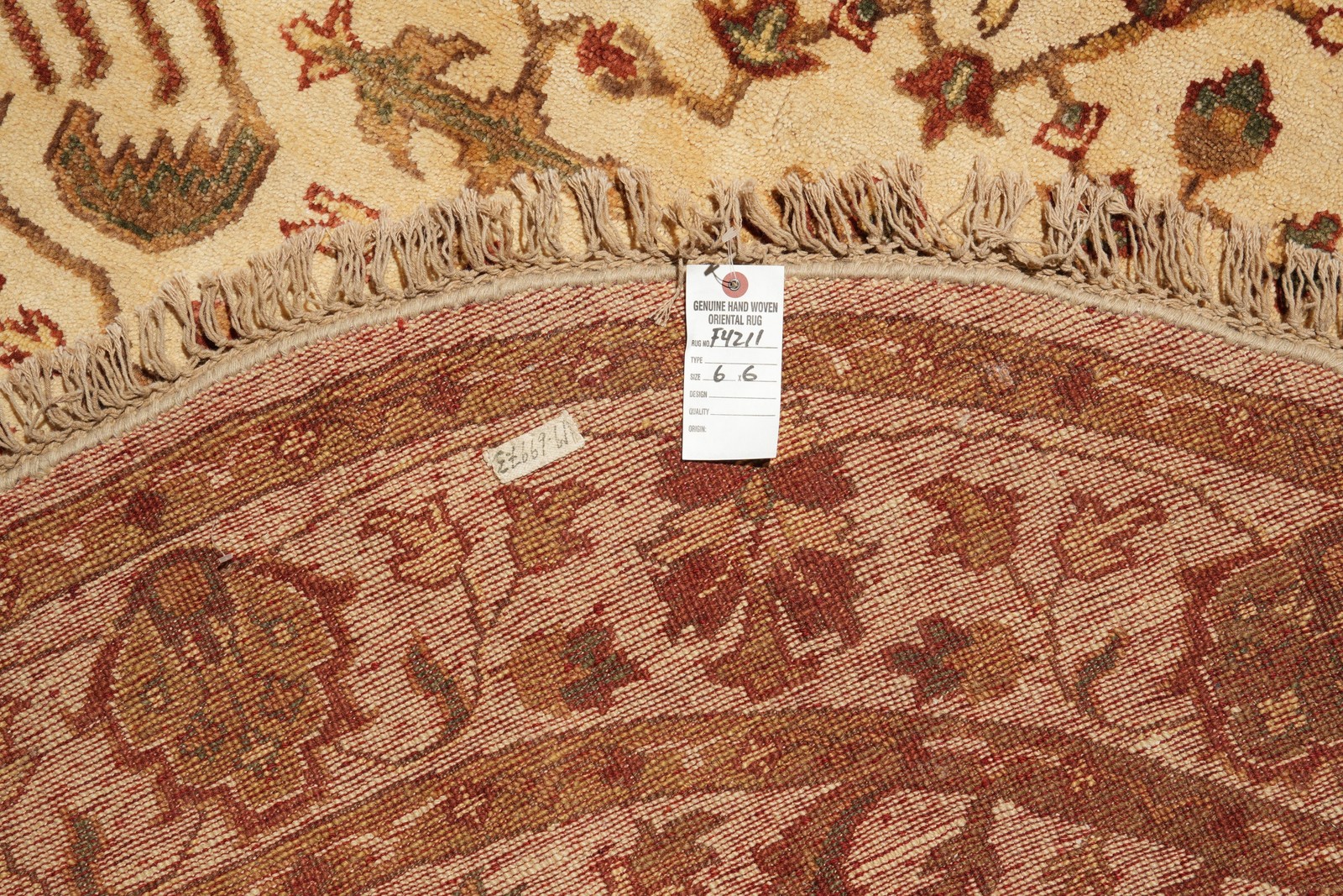 6 x 6 Round Light Beige Wool Agra Rug #F-4211