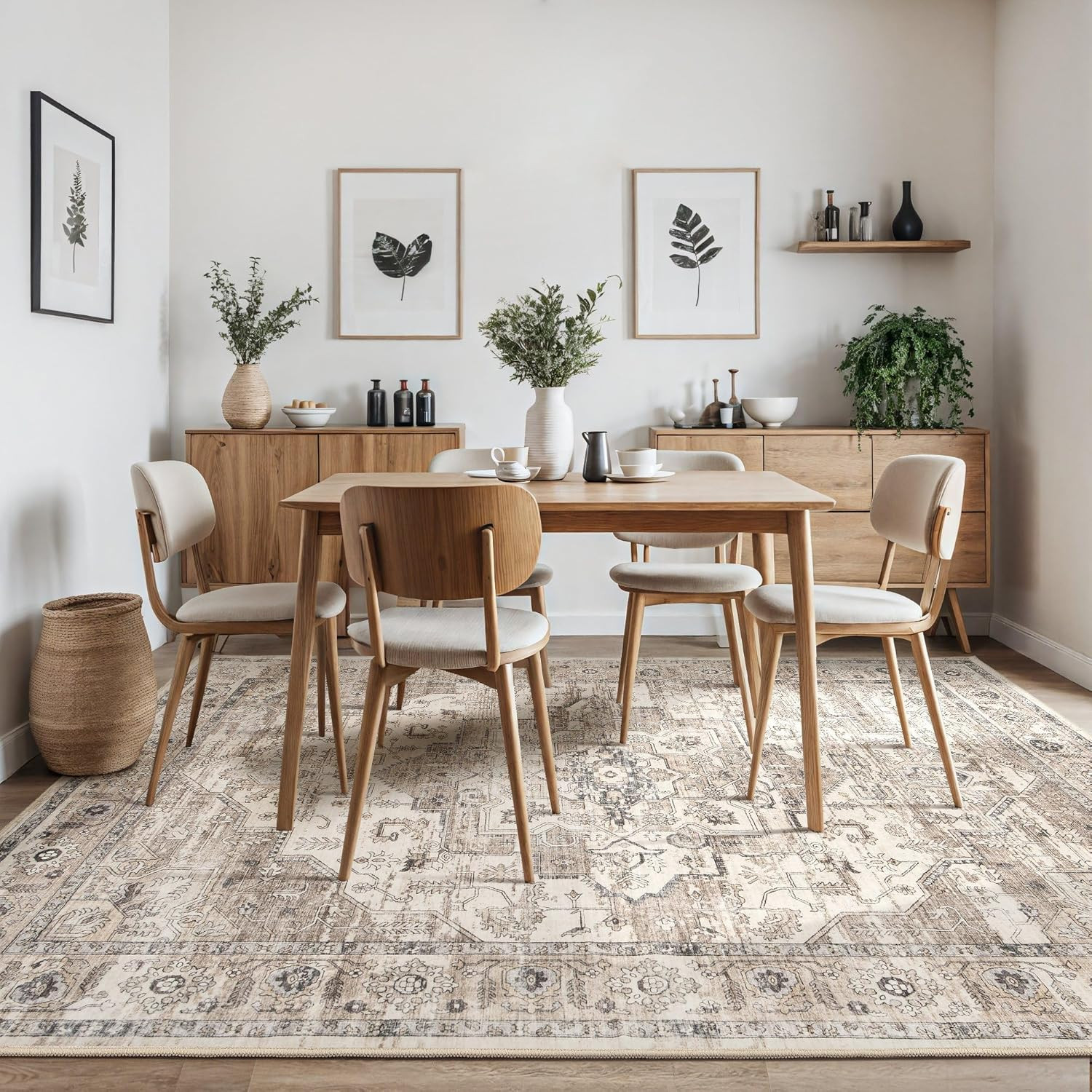 Area Rug 8X10 Washable Vintage – Soft Traditional Rugs for Living Room Large Non
