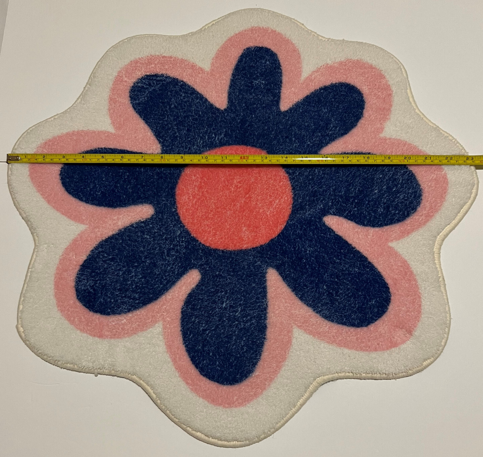 22″ Decorative Blue and Pink No Slip Flower Rug