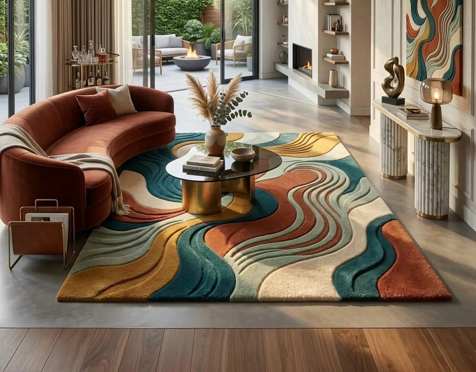 Hand Tufted Wool Area Rug Olive Green Modern Solid Minimalist Living Room Carpet