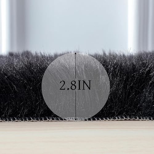 Faux Fur Rug Sheepskin Shag Fluffy Fuzzy Black 2×6 ft Runner Rugs for Bedroom