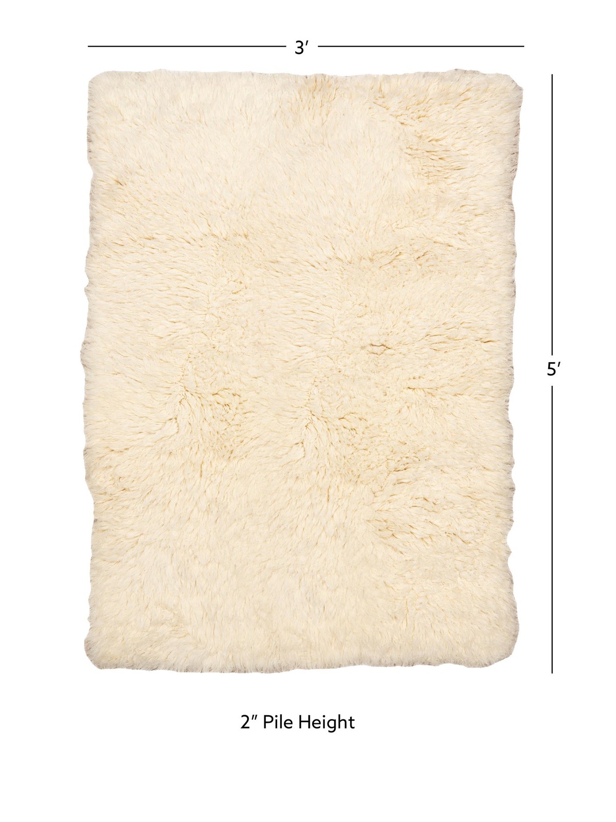Linon Flokati 5A Shag Wool 36″ x 60″ Rug in Natural