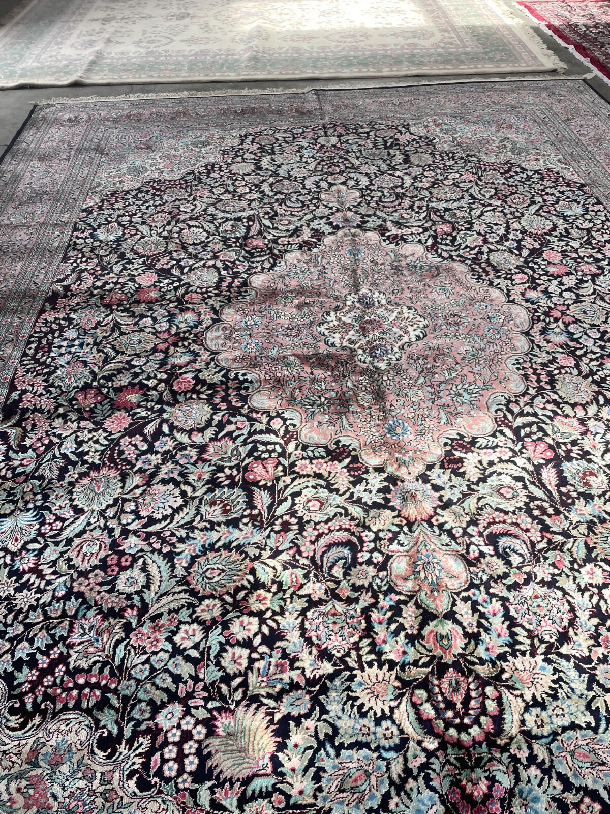 Large Wool and Silk Hand-Woven Area Rug, 10.2′ x 14.2′