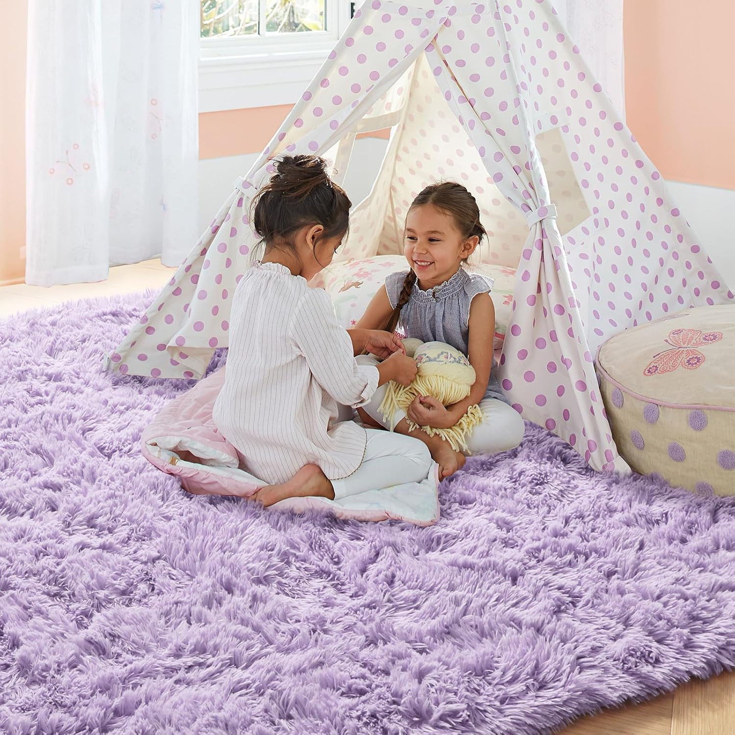 Soft Purple 5′ x 8′ Fluffy Rug for Girls’ Bedroom & Nursery Decor
