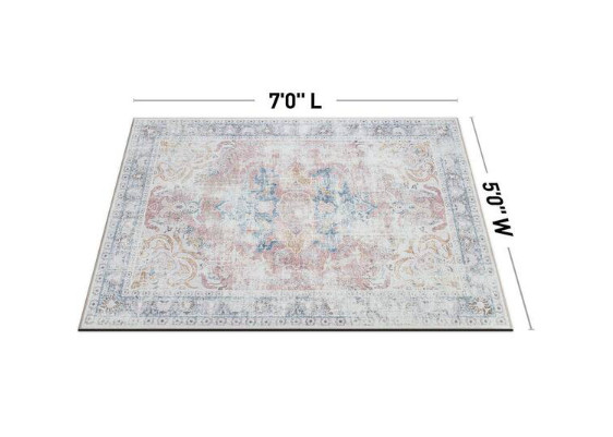 World Rug Gallery Rust 5″ x 7″ Bohemian Transitional Machine Washable Area Rug