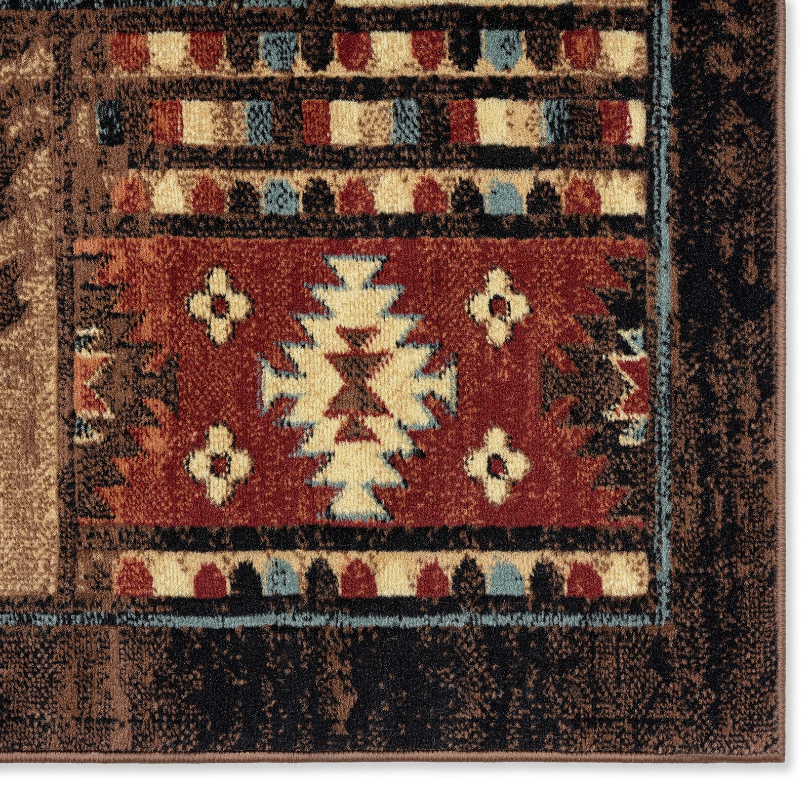 Buffalo Bear Area Rug 1’10″x6’10” Rectangular Brown Red for Living Room Decor