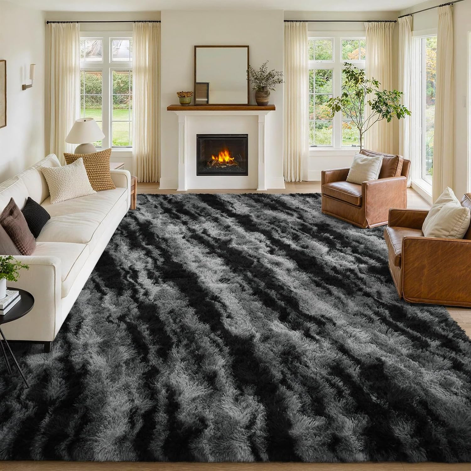 FinrèC Soft Purple Rugs for Bedroom Living Room, 4X6 Feet Modern Indoor Fuzzy S