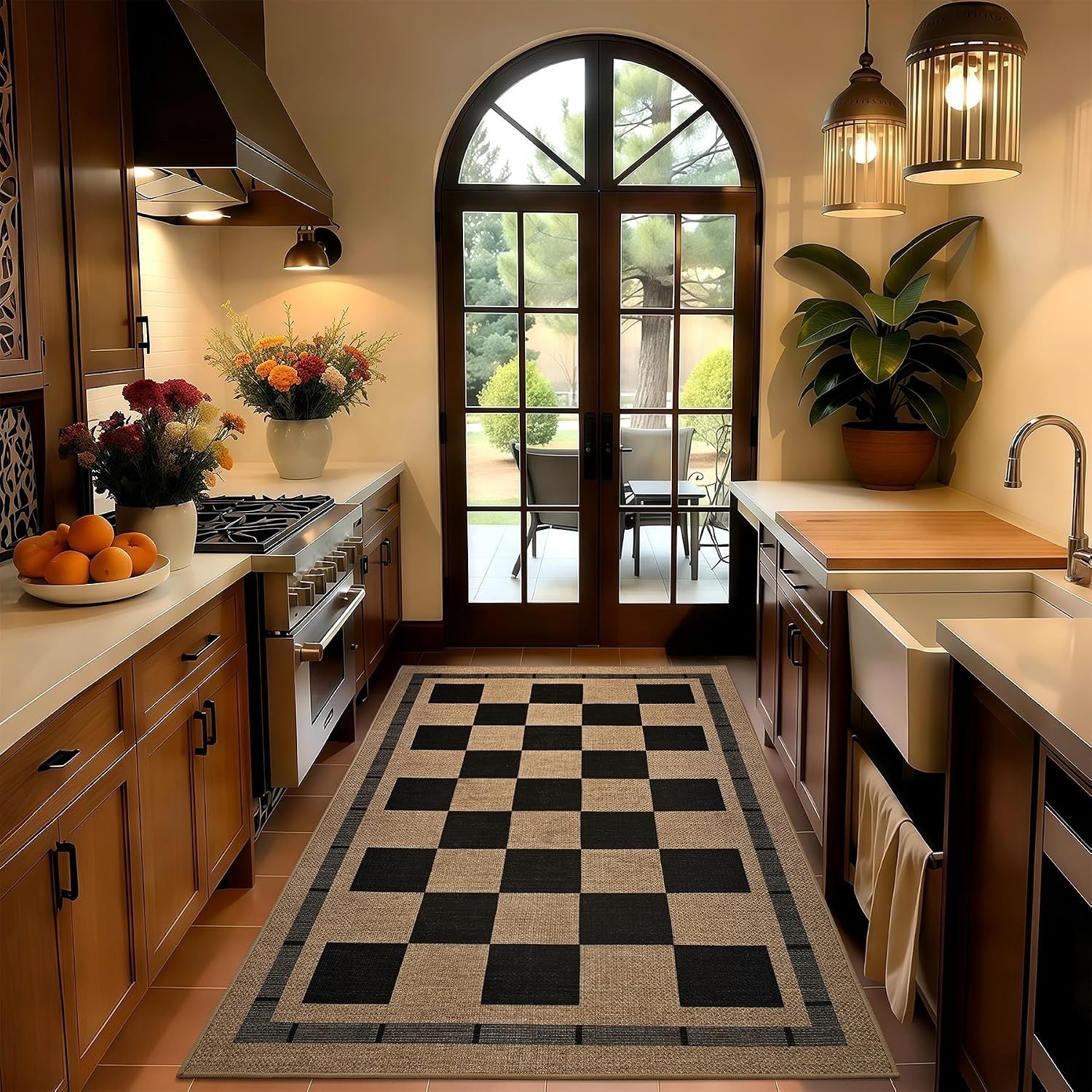 Durable 3×5 Outdoor Rug Geometric Pattern Easy to Clean for High Traffic Areas