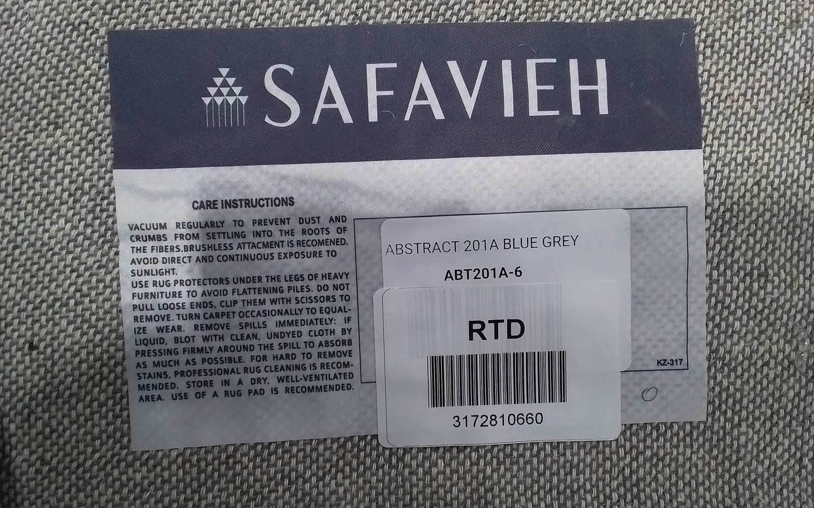 BLUE / GREY 6′-0″ x 9′-0″ Hole in Rug, Reduced Price 3172810660 ABT201A-6