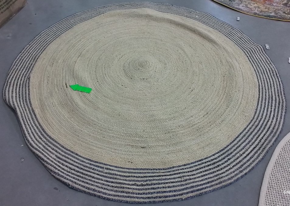 IVORY / BLUE 7′-0″ x 7′-0″ Broken Thread Rug Reduced Price 1172805994 CAP204D-7R
