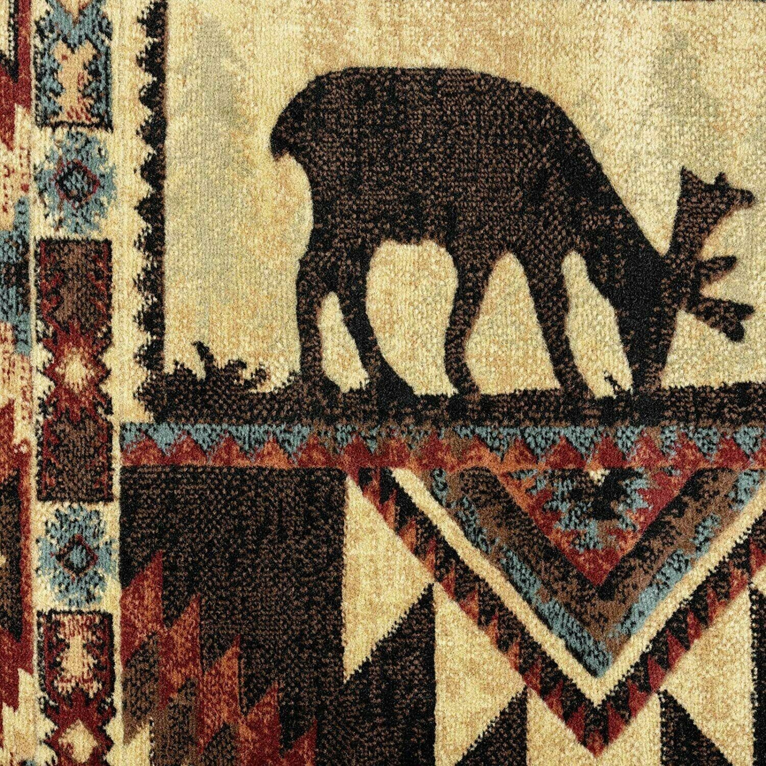 Southwest Area Rug Wildlife Rustic Cabin Lodge Country Farmhouse Living Room 5×7