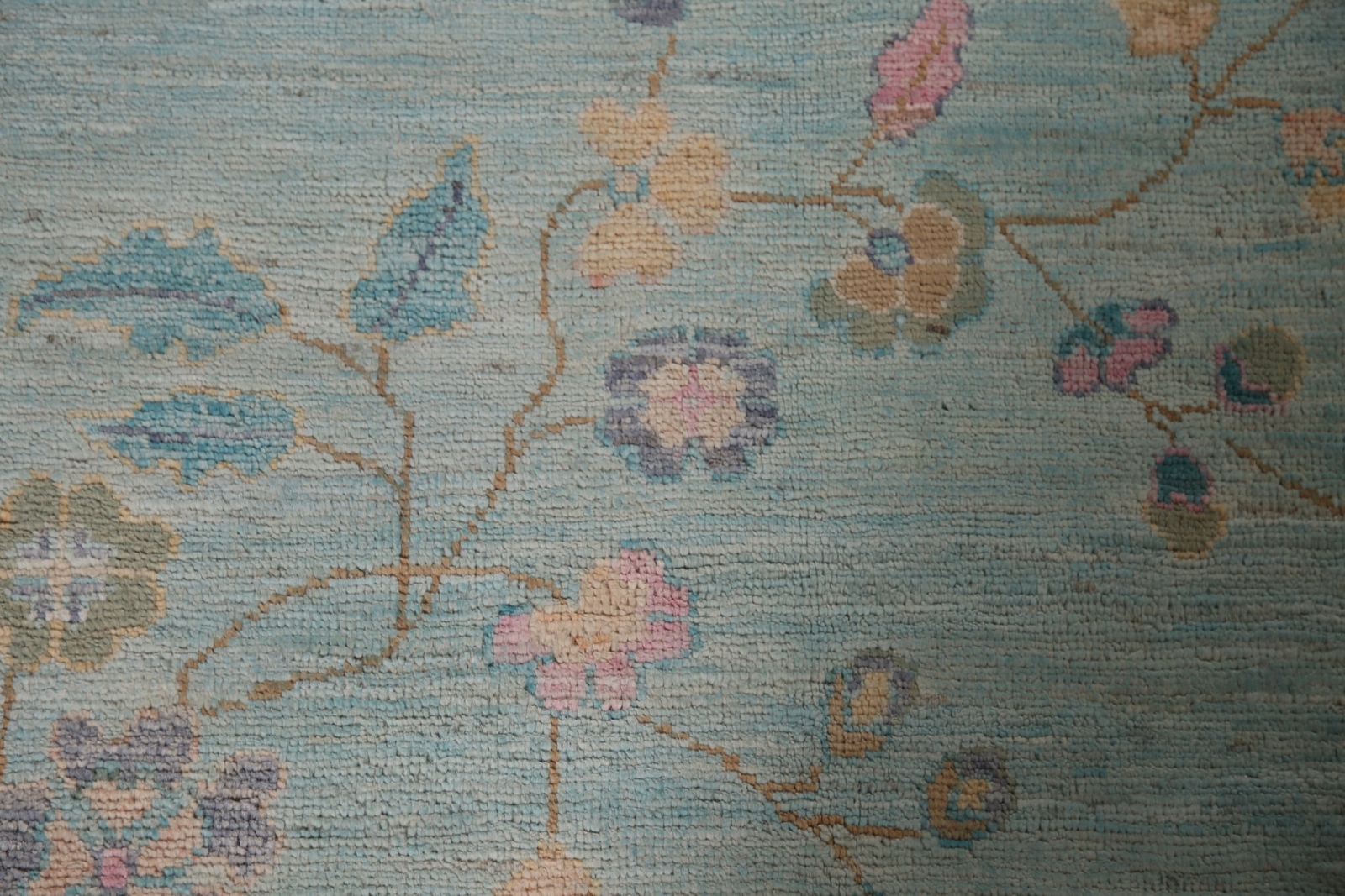 Light Turquoise/ Pink Oushak Turkish Area Rug 9’x12′ Vegetable Dye Handmade Rug