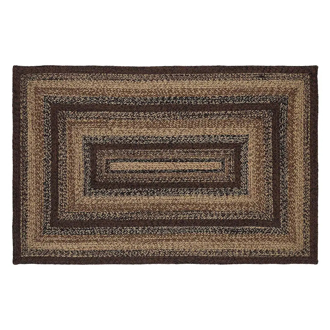 Cappuccino Braided Area Rug By IHF Rugs. Oval & Rectangle. Many Sizes. Black/Tan