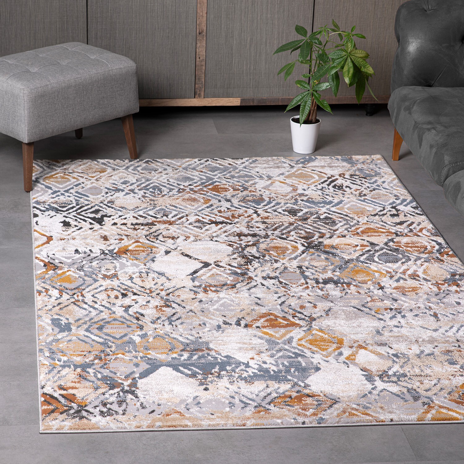 L’Baiet Lena Distressed Geometric 2 ft. x 6 ft. Runner Rug
