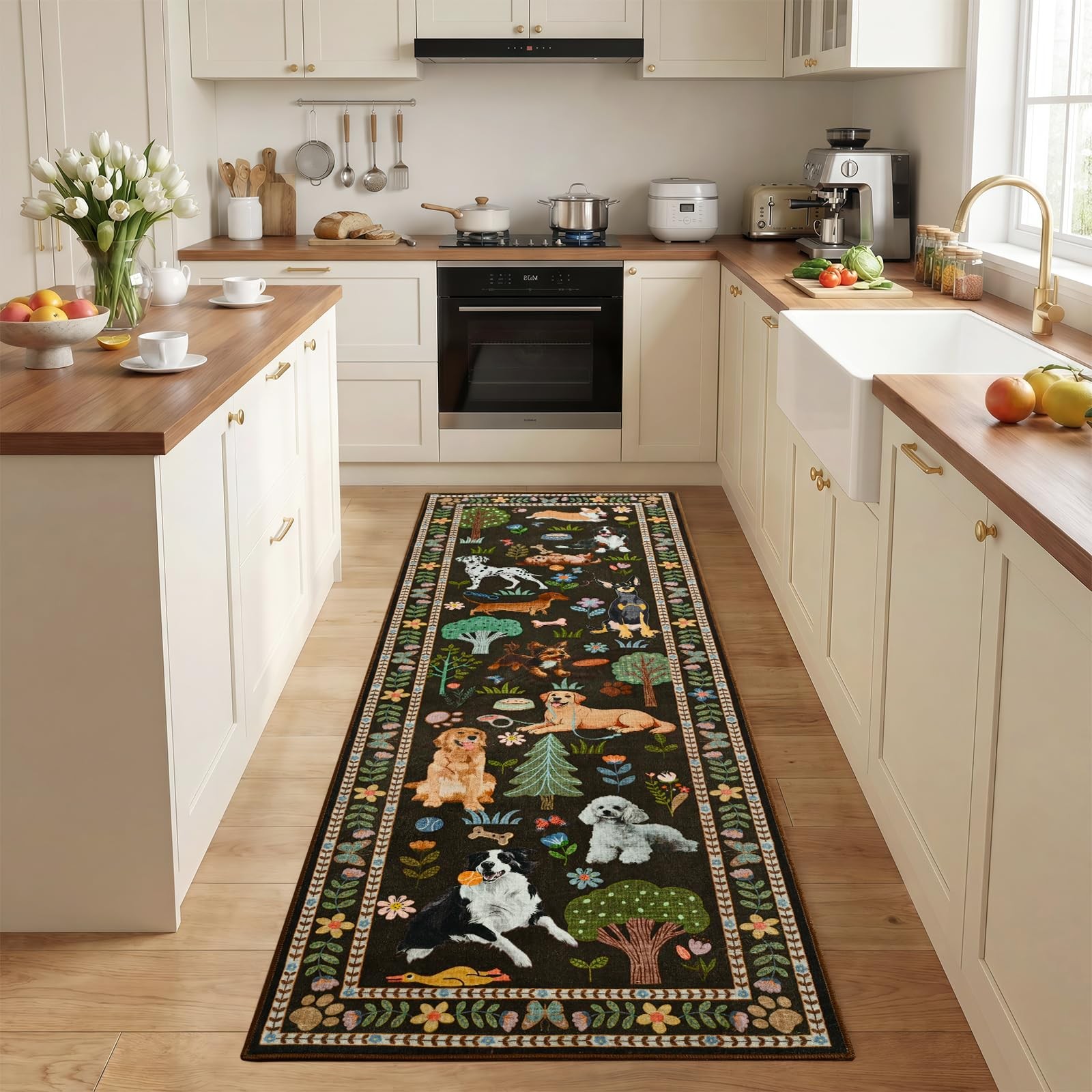 ST. BRIDGE 2×6 Runner Rug for Kitchen Hallway, Washable Dog Print Floor Mat, …