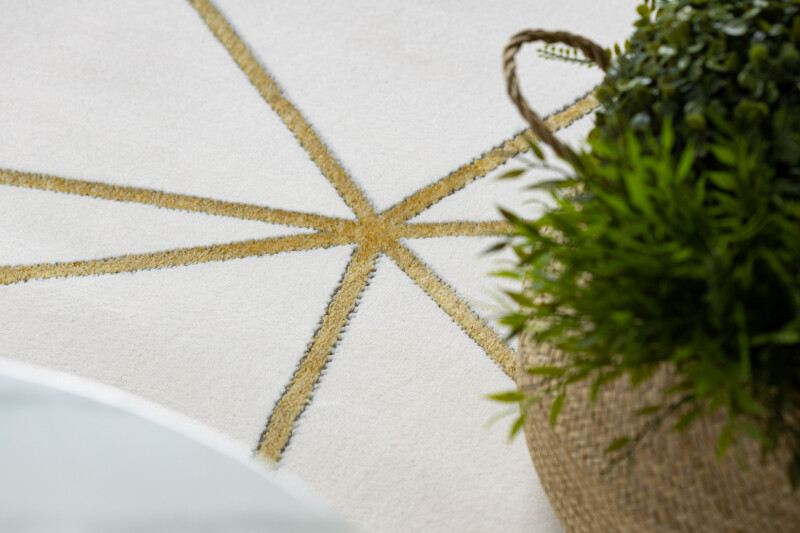 Modern Exclusive Rugs ” Emerald ” Mosaic Geometric Glamour Cream Gold Soft