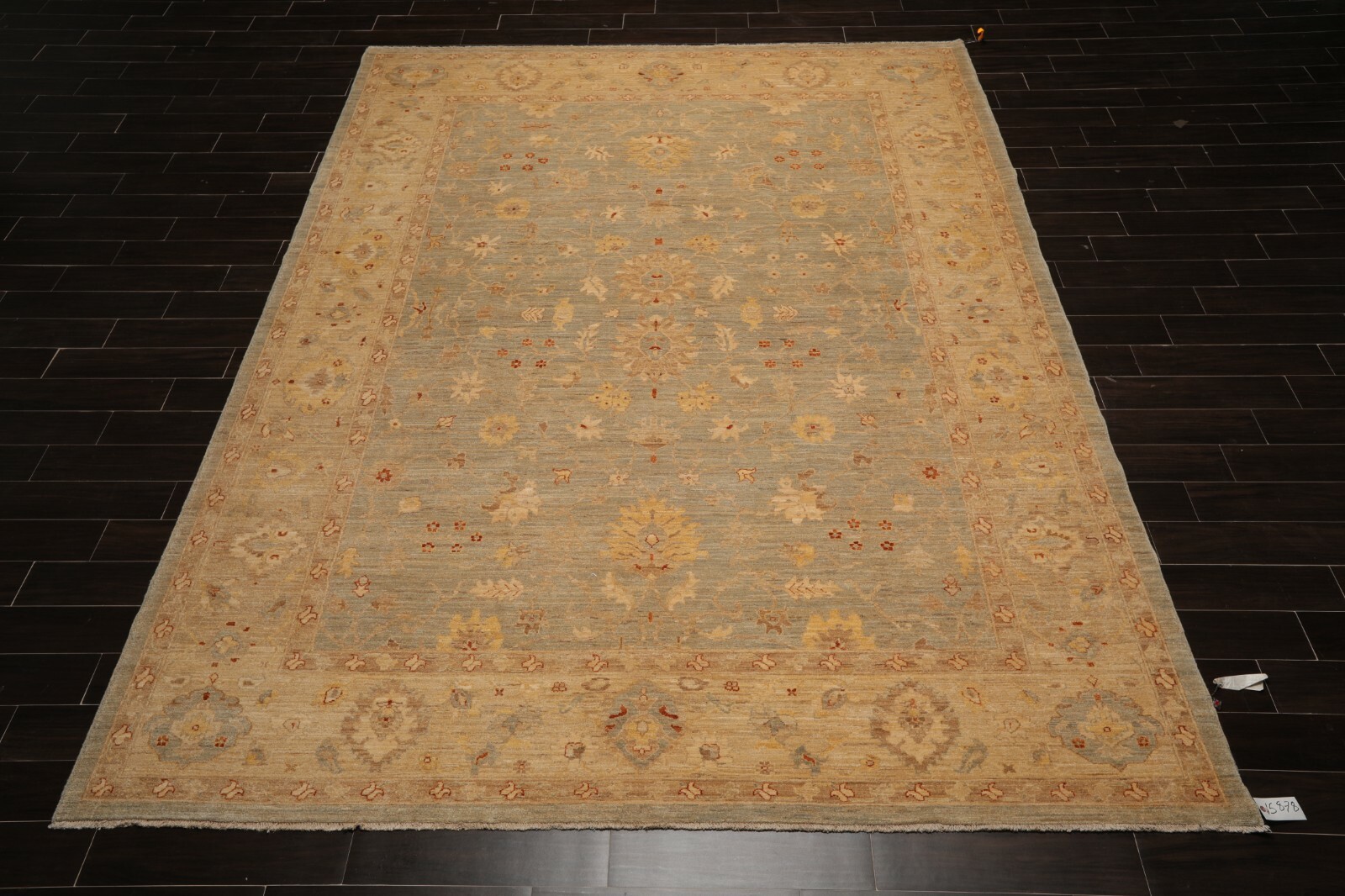 9’4″ x 12’1″ Hand Knotted Wool Chobi Peshawar Traditional Oriental Area Rug Aqua