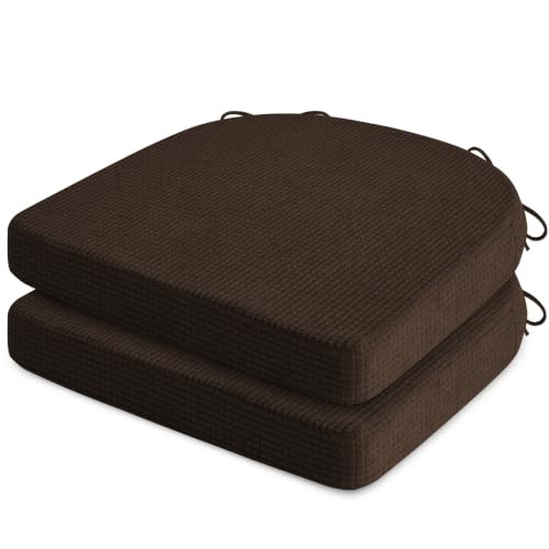 Dining Chair Cushions Set of D-Shape | Removable 16″X16″X2″ 2 Dark Brown