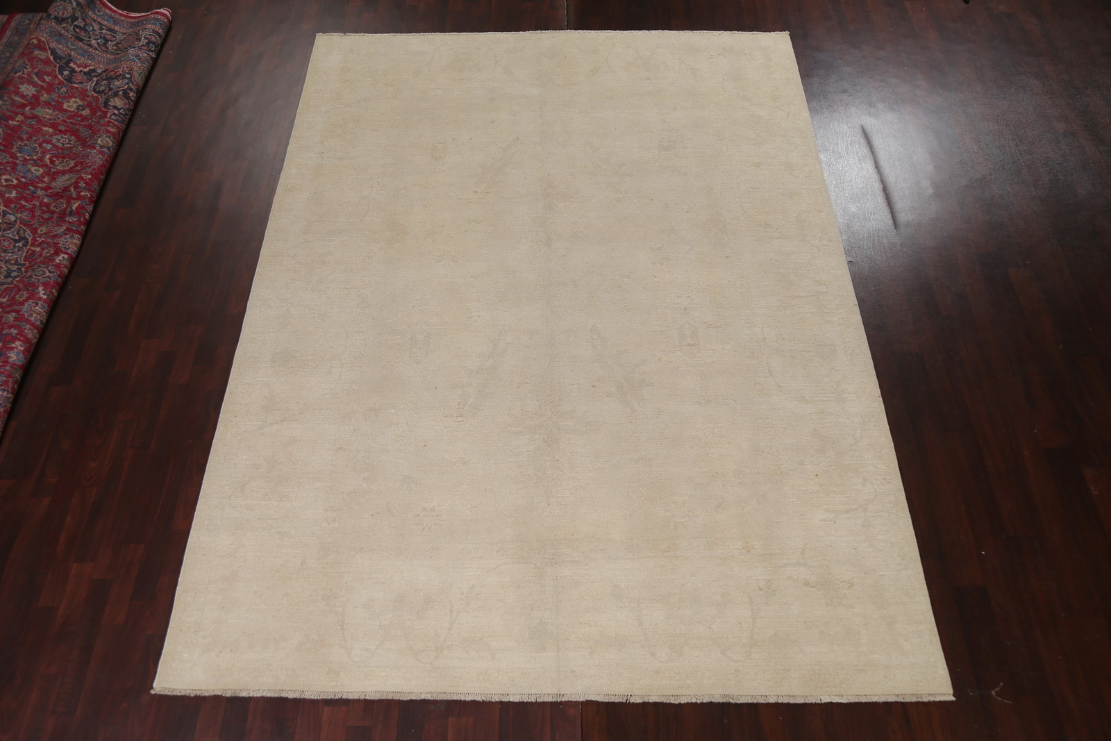 Handmade Beige Wool Carpet Muted Vegetable Dye Oushak Turkish Area Rug 9×11 Ft