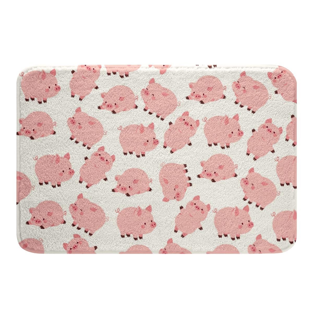jejeloiu Pink Pig Bathroom Rugs 16″x24″ Kids Cute Pigs Bath Rugs for Shower T…