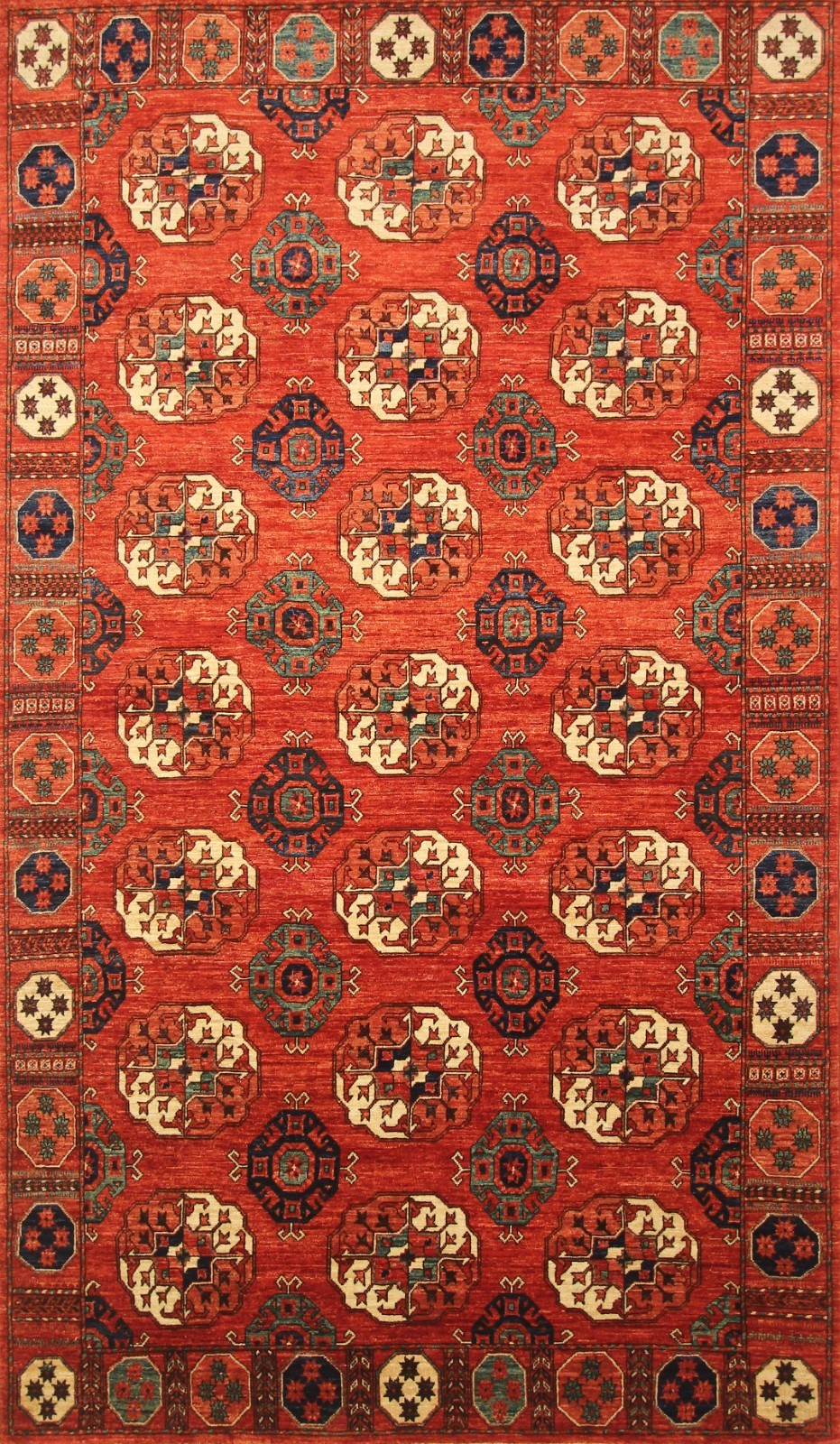5’10″x10′ Red Tekke Afghan Hand Knotted Wool Area Rug