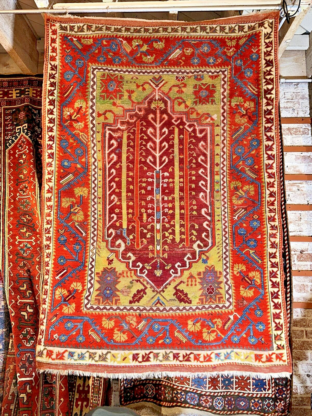 Auth: Antique Melas Turkish Village Rug RARE Mystical ART Masterpiece 4×6