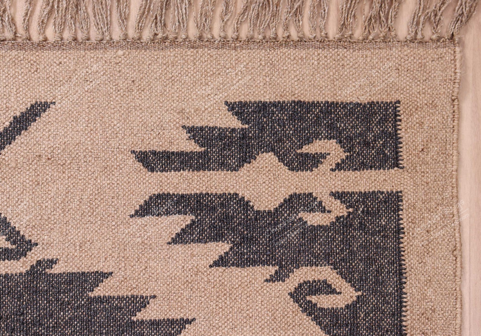 Natural Black wool jute rug handwoven vintage kilim rug boho large area rug