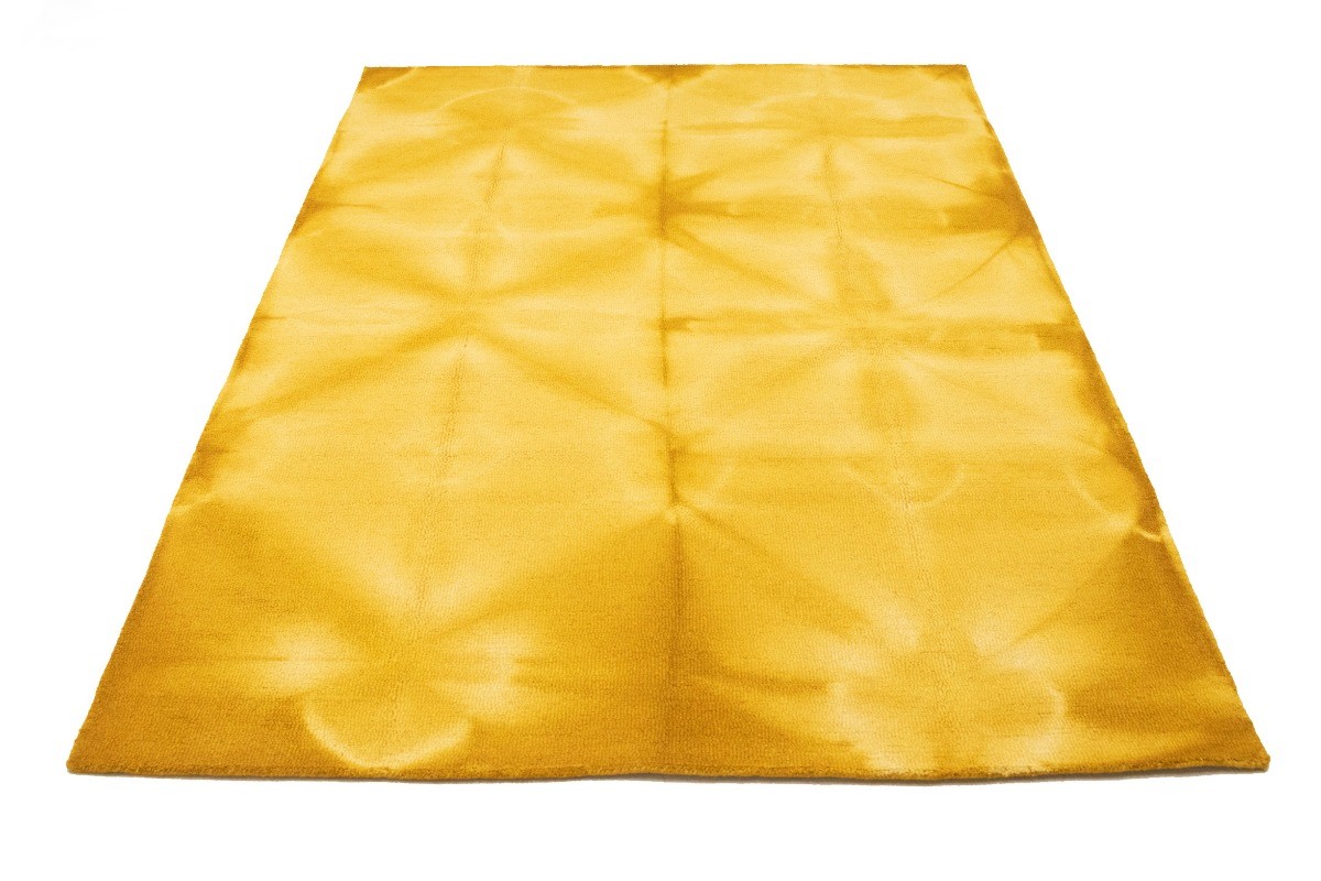 Contemporary Golden Yellow Tie-Dye Abstract 5X8 Hand-Tufted Modern Rug Carpet