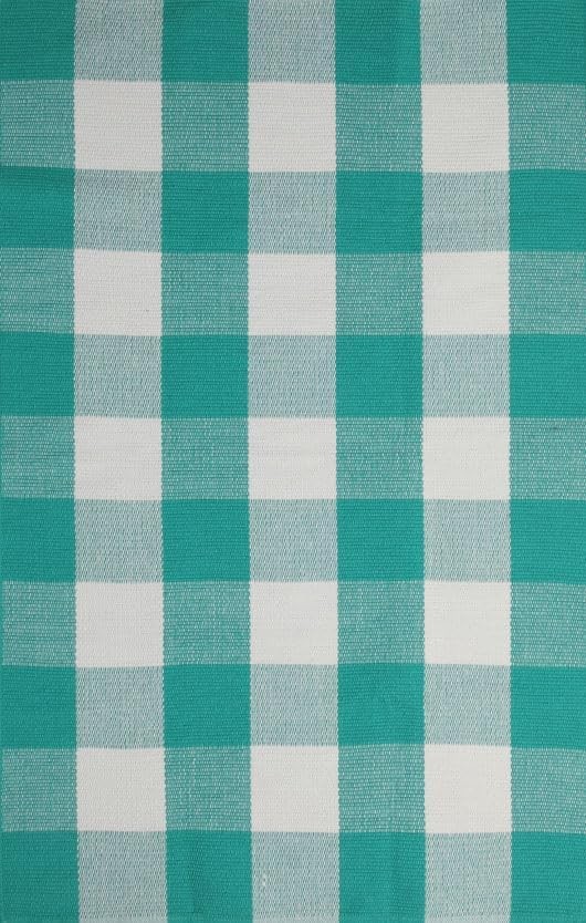 Buffalo Plaid Outdoor Rug 27.5″ x 43″ Teal Green and White Checkered Area Rug
