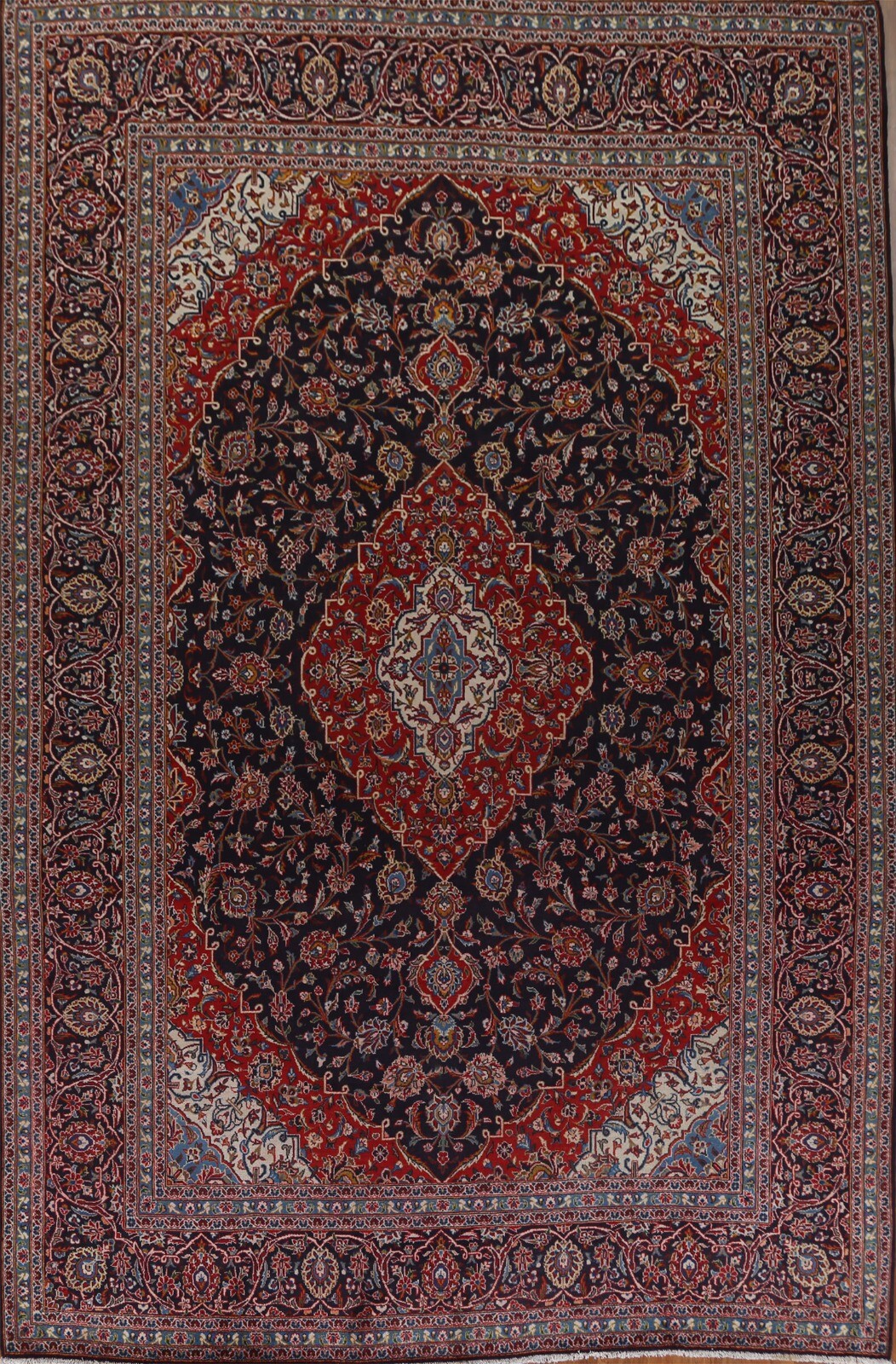Excellent Vintage Ardakan Navy Blue Area Rug 10’x13′ Hand-knotted Large Carpet