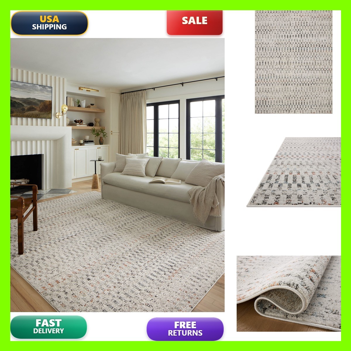Loloi Kamala Collection Kam-05 Grey/Multi 5-3 X 7-9 Area Rug